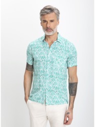 printed overshirt σε θαλασσί σιέλ