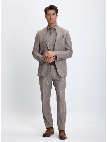 hd x vardas ανδρικό κοστούμι slim fit ανοιχτό καφέ ριγέ σε προσφορά