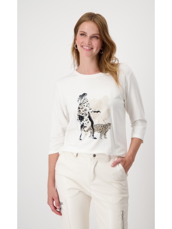 monari γυναικεία μπλούζα με στάμπα σε εκρού σε προσφορά