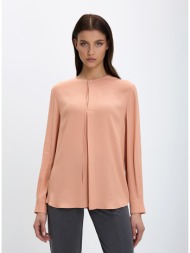 γυναικείο μπλουζάκι λαιμόκοψη χαλαρή γραμμή με σχέδιο πιέτας ροζ