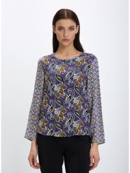 γυναικείο εμπριμέ μπλουζάκι βισκόζη μωβ