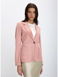 γυναικείο tailored σακάκι μάλλινο με χρυσό κουμπί classic fit σε ροζ