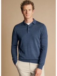 charles tyrwhitt ανδρική πλεκτή μπλούζα merino με polo γιακά