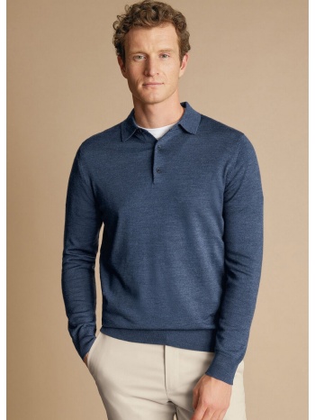 charles tyrwhitt ανδρική πλεκτή μπλούζα merino με polo γιακά σε προσφορά