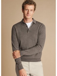 charles tyrwhitt ανδρική πλεκτή μπλούζα merino με polo γιακά