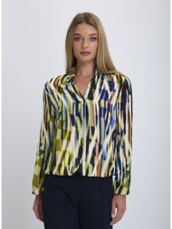 bianca γυναικεία printed μπλούζα με v λαιμόκοψη σε εμπριμέ