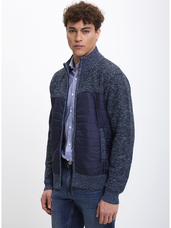 s ανδρική ζακέτα με καπιτονέ μπροστινή όψη και πλεκτές