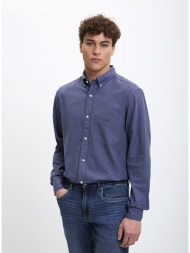 gant ανδρικό πουκάμισο φανελένιο comfort fit σε καρό μπλε