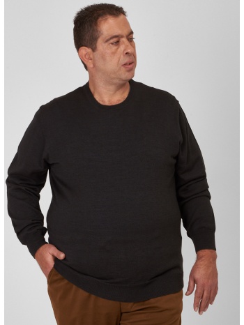 plus size - round neck πλεκτό μodern fit σε γκρι σκούρο σε προσφορά