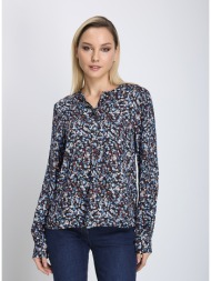 γυναικεία μπλούζα με μάο γιακά regular fit εμπριμέ