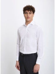 ανδρικό βαμβακερό πουκάμισο twill easy care classic fit σε λευκό