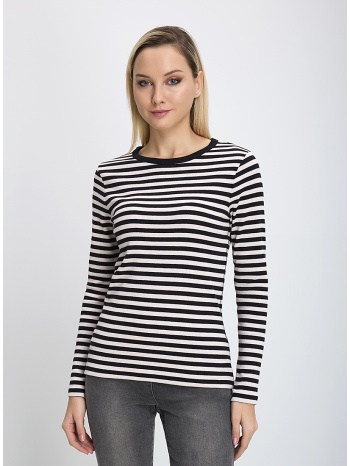 γυναικείο πλεκτό ριγέ regular fit ασπρόμαυρο σε προσφορά