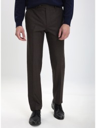 vardas ανδρικό παντελόνι regular fit μαλλί & κασμίρ καφέ