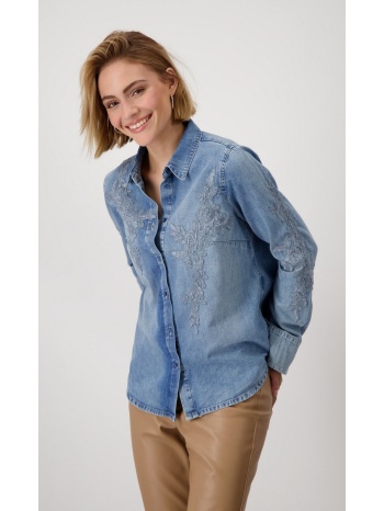 monari γυναικείο denim πουκάμισο regular fit βαμβακερό με σε προσφορά