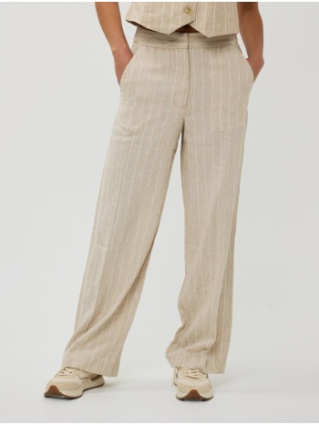 esqualo γυναικείο λινό παντελόνι με ρίγες regular fit σε σε προσφορά