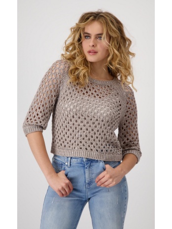 monari γυναικείο πλεκτό με πούλιες σε μπεζ σε προσφορά