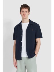 farah ανδρικό πουκάμισο κοντομάνικο casual fit από οργανικό βαμβάκι σε true navy