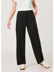 gerry weber γυναικείο παντελόνι wide leg με λάστιχο στη μέση και cargo τσέπες από ελαστικό ύφασμα