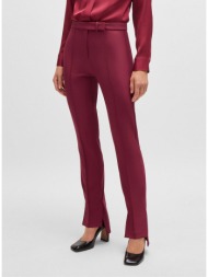 boss γυναικείο παντελόνι ψηλόμεσο skinny με πιέτες μπορντό