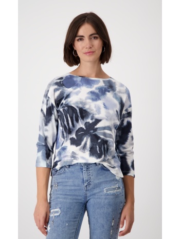 monari γυναικεία μπλούζα floral σε εμπριμέ μπλε