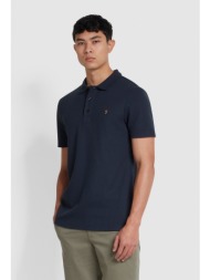farah ανδρικό polo μπλουζάκι κοντομάνικο slim fit με υφή waffle σε σκούρο μπλέ
