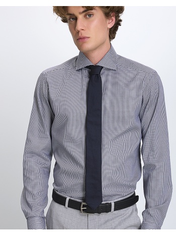 eton ανδρικό πουκάμισο regular fit βαμβάκι καρό μπλέ_