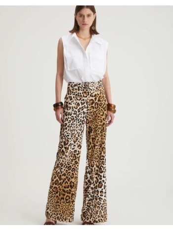 caractere γυναικείο παντελόνι wide leg με animal print και σε προσφορά