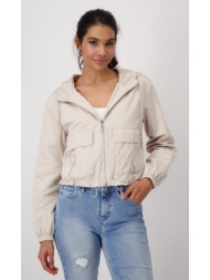 monari γυναικείο μπουφάν regular fit με κουκούλα μπεζ