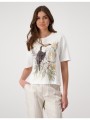 monari γυναικείο t-shirt regular fit με toucan & parrot print και λαμπερές λεπτομέρειες