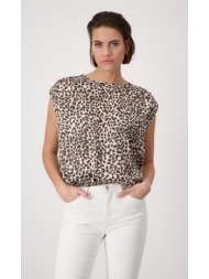 monari γυναικεία μπλούζα regular fit με animal print σε ανάγλυφη υφή