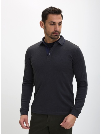 ανδρικό polo μακρυμάνικο regular fit με γιακά και πατιλέτα σε προσφορά