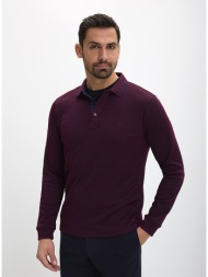 ανδρικό polo μακρυμάνικο regular fit με γιακά και πατιλέτα