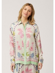 harmont & blaine γυναικείο printed πουκάμισο oversized fit σε ανοιχτό πράσινο