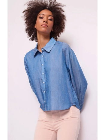 gaudi γυναικείο πουκάμισο cropped chambray με στρας σε προσφορά
