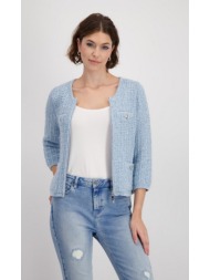 monari γυναικεία ζακέτα regular fit πλεκτή με λάμψη lurex και υφή tweed