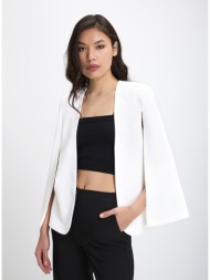 γυναικείο σακάκι στυλ κάπας με κοψίματα στα μανίκια regular fit σε λευκό