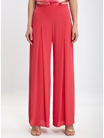 γυναικεία ψηλόμεση παντελόνα wide leg με πιέτες σε φούξια σε προσφορά