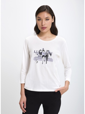 monari γυναικεία μπλούζα με μανίκια 3/4 και στάμπα regular σε προσφορά