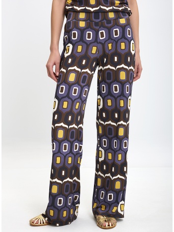 γυναικείο παντελόνι με γεωμετρικό print και φαρδύ τελείωμα σε προσφορά