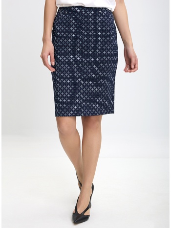 γυναικεία ψηλόμεση φούστα pencil με μικρομοτίβο σε μπλε σε προσφορά
