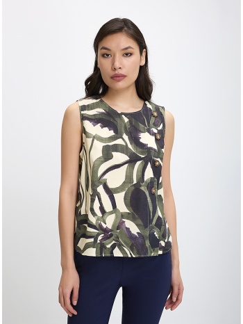 γυναικείο αμάνικο τοπ βαμβακερό regular fit σε εμπριμέ σε προσφορά