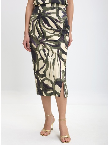 γυναικεία midi φούστα printed με πλαϊνό άνοιγμα regular fit σε προσφορά