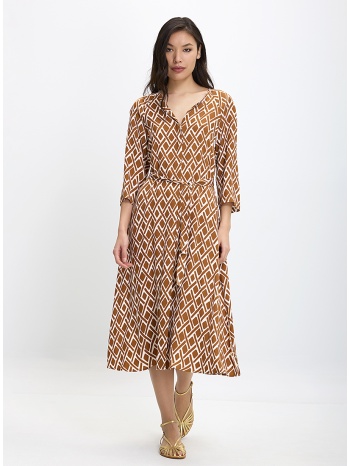 penny black γυναικείο φόρεμα με γεωμετρικό σχέδιο και ζώνη σε προσφορά