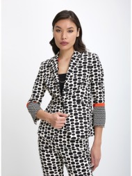 γυναικείο σακάκι με γεωμετρικό print και ρεβέρ σε αντίθεση regular fit