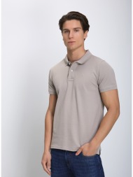 ανδρική μπλούζα polo βαμβακερή με κεντημένο λογότυπο regular fit