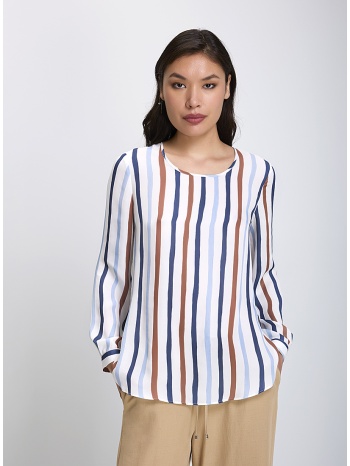 γυναικεία μπλούζα με κάθετες ρίγες και στρογγυλή λαιμόκοψη σε προσφορά