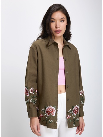 γυναικείο overshirt με κεντημένα λουλούδια regular fit σε σε προσφορά