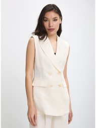 penny black γυναικείο αμάνικο σακάκι λινό με διπλό κούμπωμα regular fit σε ιβουάρ