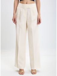 penny black γυναικείο παντελόνι λινό wide leg με πιέτες σε ιβουάρ