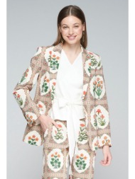 vilagallo γυναικείο σακάκι regular fit seersucker floral εκτύπωση